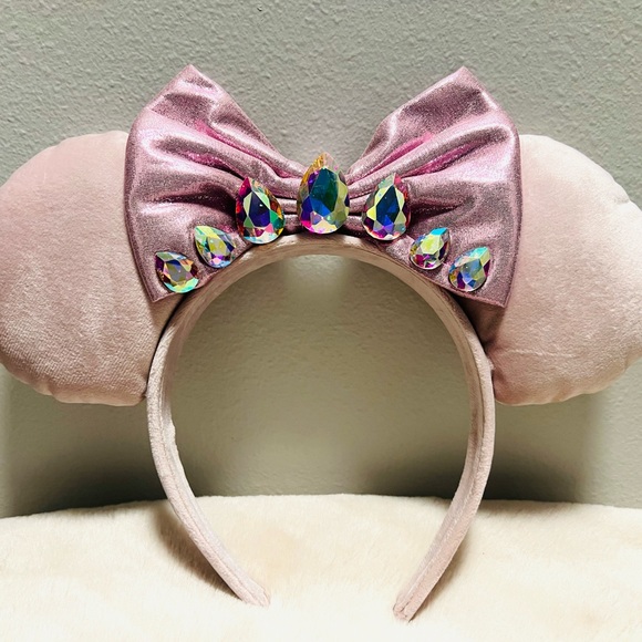 Disney Ears Rhinestones Pink Handmade - Picture 2 of 3